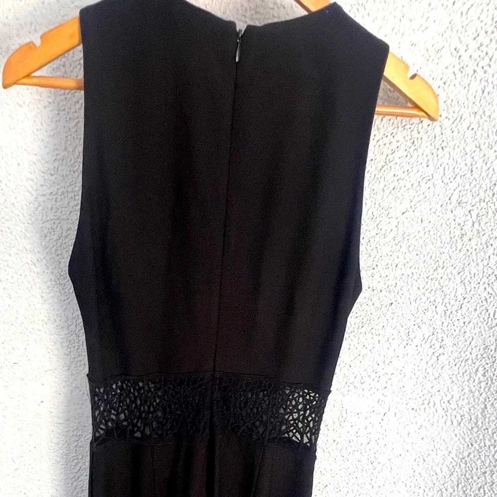 Zac Posen black jumpsuit w/ lace midsection has pockets - Picture 6 of 7